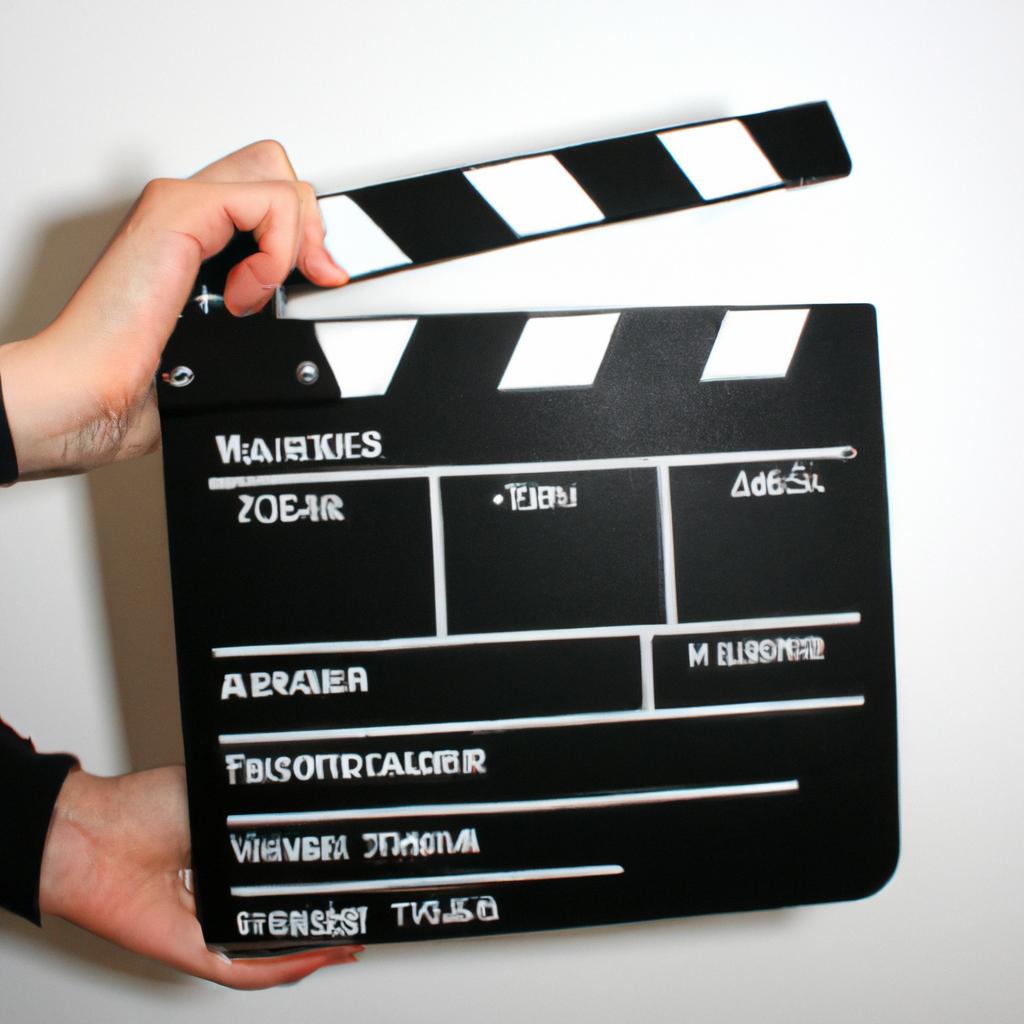 Person holding a movie clapper