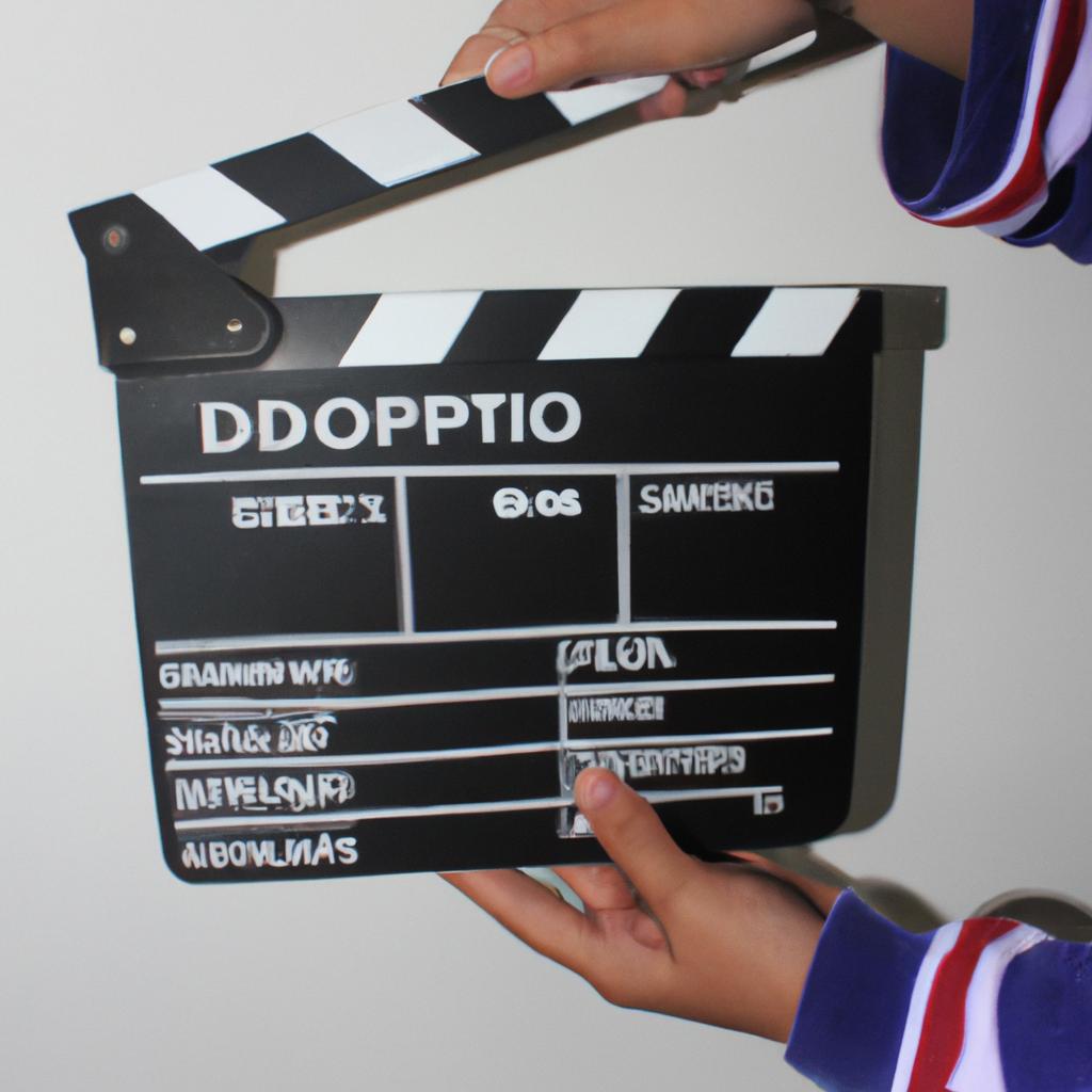 Person holding a movie clapper
